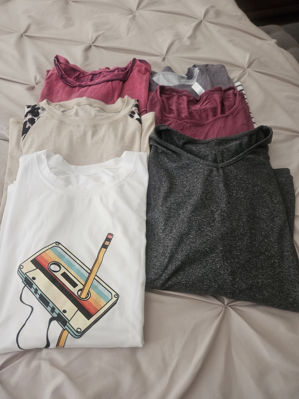WomensGraphic White Cassette Tee & Assorted Tops Pack